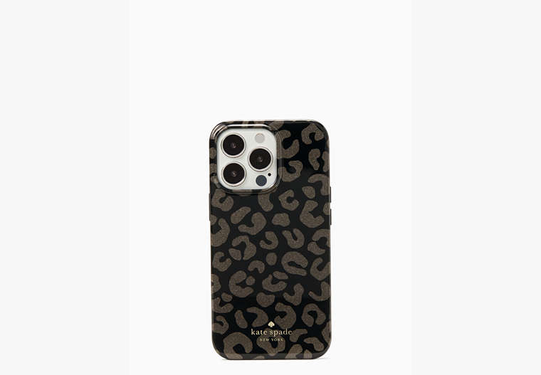 Graphic Leopard Resin iPhone 13 Pro Case, Black Multi, Product image number 0