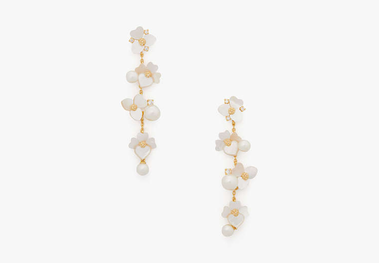 Precious Pansy Statement Linear Earrings, White Multi/Gold, Product