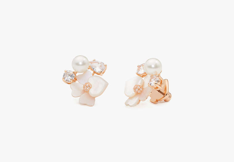 Precious Pansy Cluster Studs, White Multi, Product