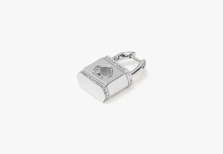 Lock And Spade Pavé Huggies, Silver, Product
