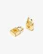 Lock And Spade Pavé Huggies, Gold, Product