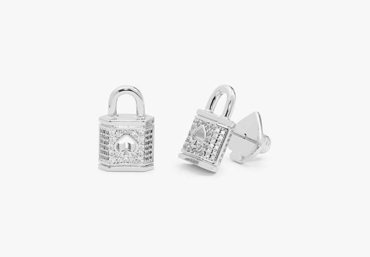 Lock And Spade Pavé Studs, Silver, Product