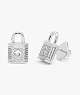 Lock And Spade Pavé Studs, Silver, ProductTile