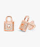 Lock And Spade Pavé Studs, Rose Gold, ProductTile