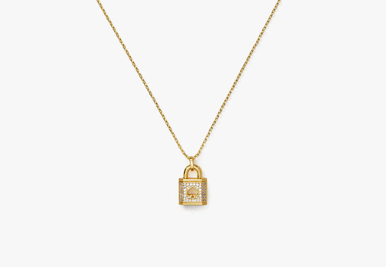 Lock And Spade Pavé Mini Pendant, Gold, Product