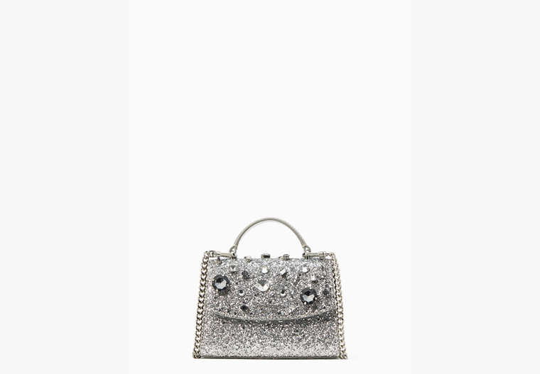 Tinsel Jeweled Micro Satchel, Silver, Product image number 0