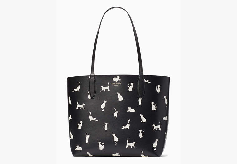 Whiskers Large Reversible Cat Tote Bag, Black, Product image number 0