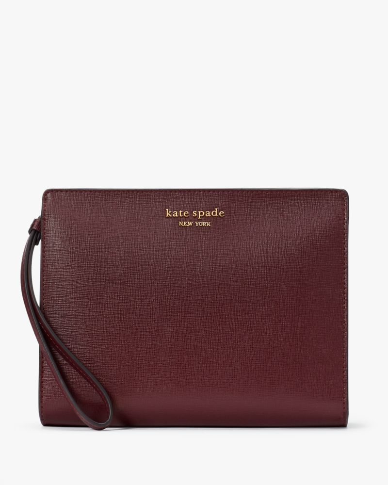 Kate Spade New York Morgan Rose Garden Printed Saffiano Leather Small Slim  Bifold Wallet Black Multi One Size
