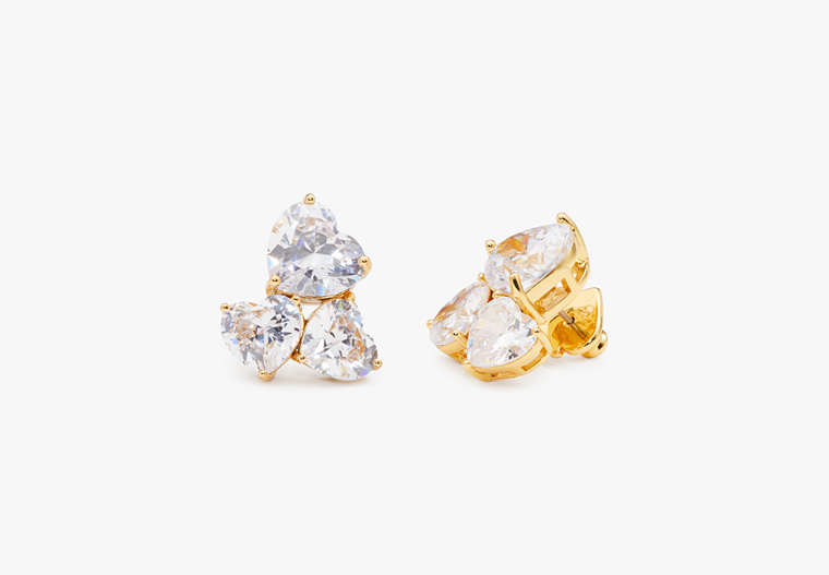 My Love Cluster Studs, Clear/Gold, Product