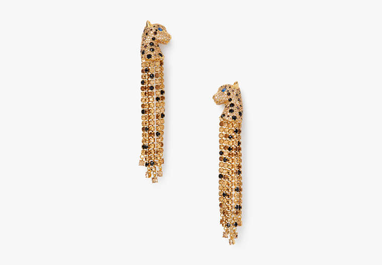 Fierce Leopard Linear Earrings, Neutral Multi, Product