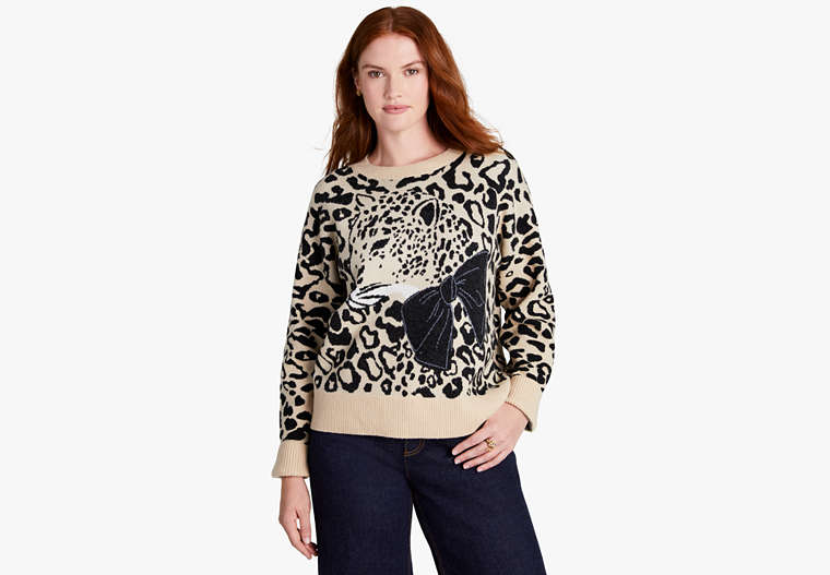 Leopard Bow Sweater, , Product