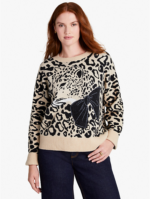 Leopard Pullover mit Schleife, , rr_large