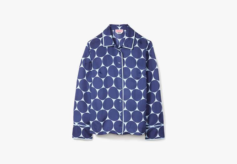 Joy Dot Silk Twill Shirt, Citrine Blue, Product