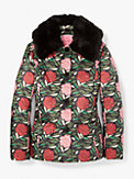 Women's black multi. rose garden puffer jacket | Kate Spade New 