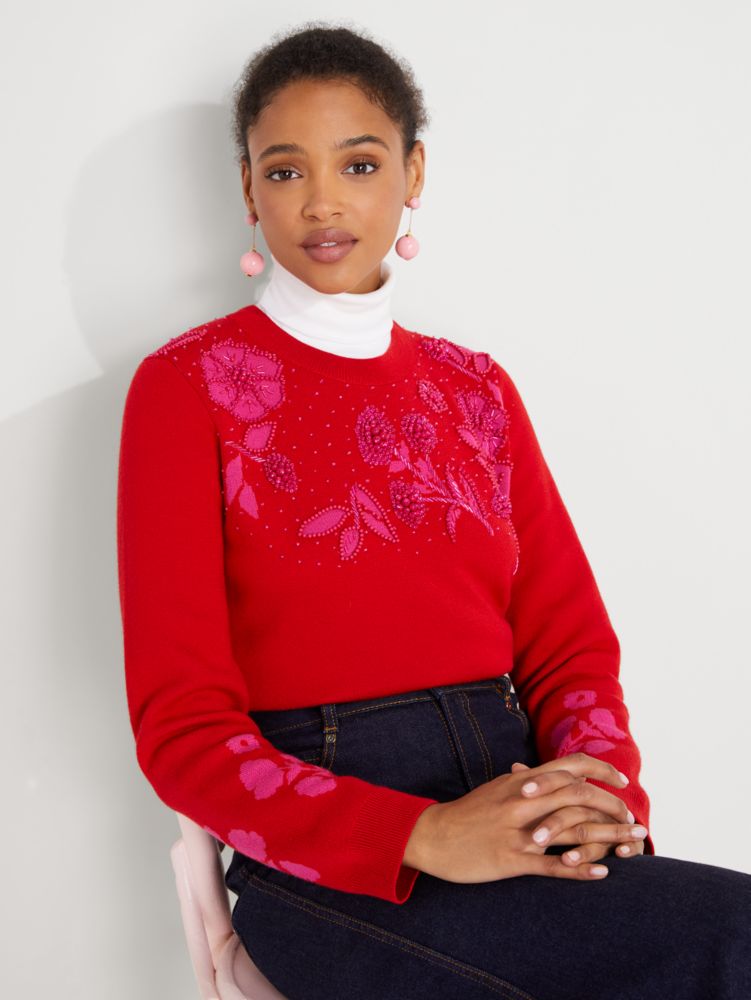 Embellished Floral Sweater | Kate Spade New York