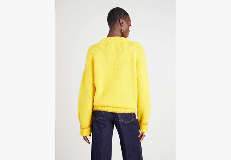 Tipped V-neck Sweater, Saffron Yellow, Product