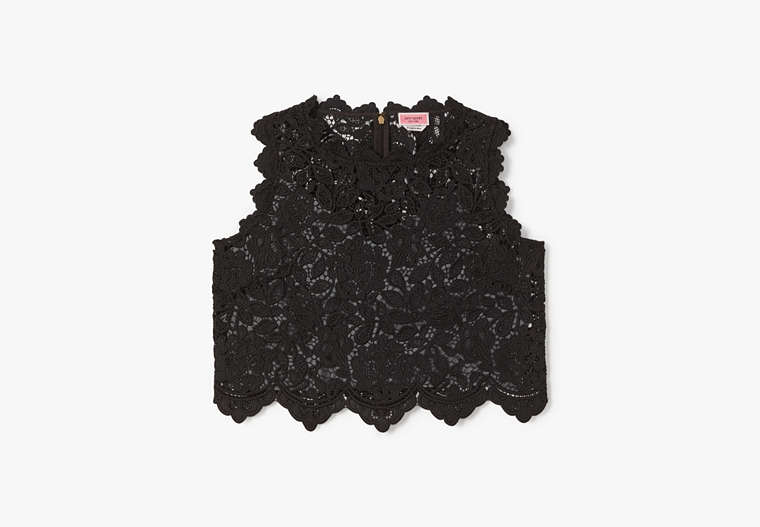 Floral Lace Shell, Black, Product