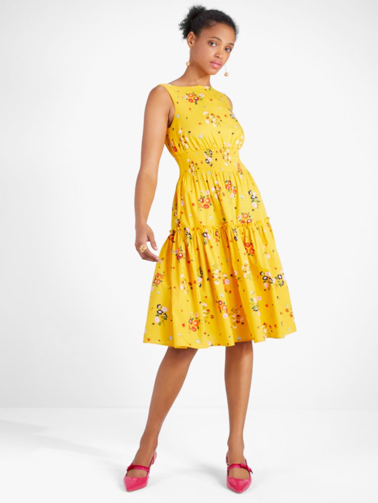 Joy Dot Silk Twill Smocked Dress | Kate Spade New York