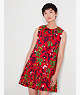 Botanical Garden Pleated Shift Dress, Engine Red, ProductTile