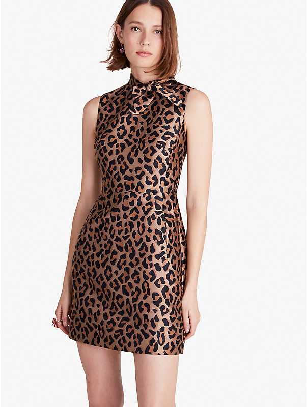 leopard jacquard knott dress, , rr_large