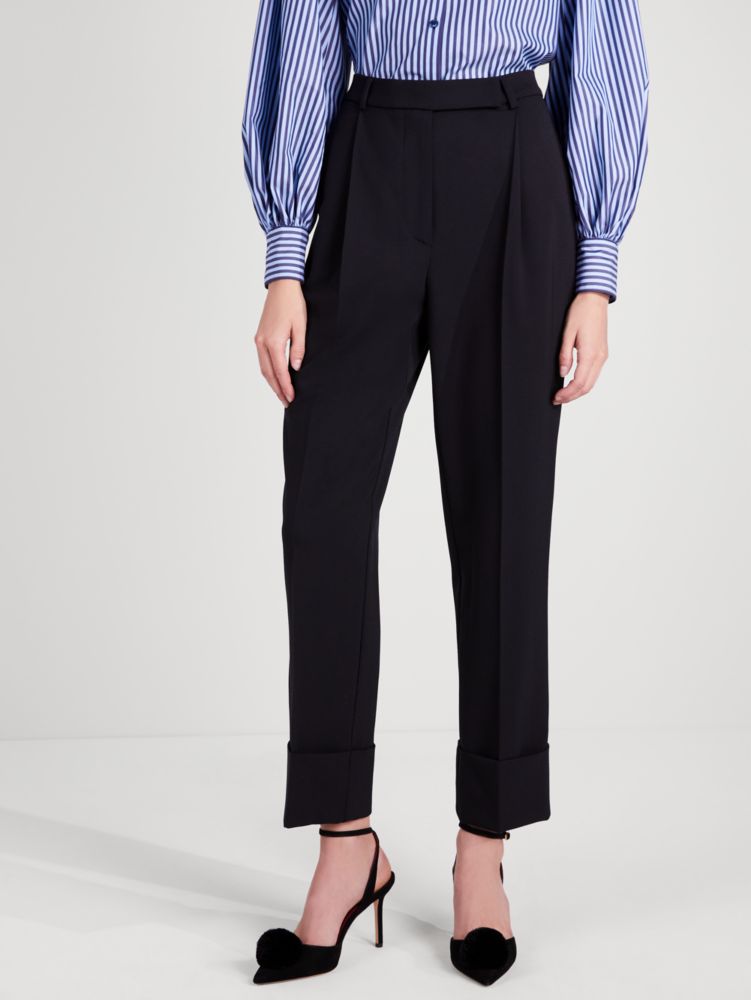 Women's black cuffed wool pant | Kate Spade New York UK