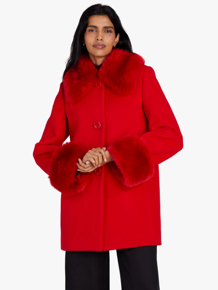 Faux Fur Trim Anita Coat | Kate Spade New York