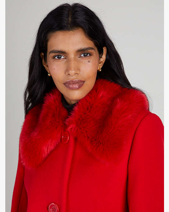 Faux Fur Trim Anita Coat | Kate Spade New York