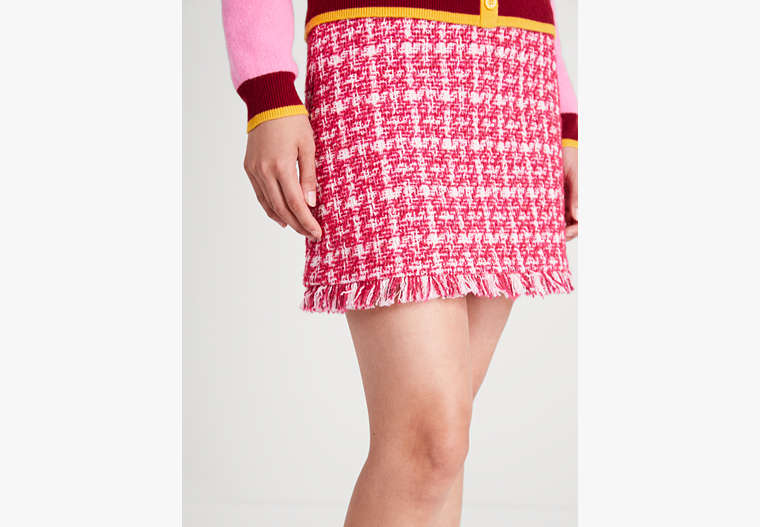 Plaid Tweed Skirt, Pink Multi, Product