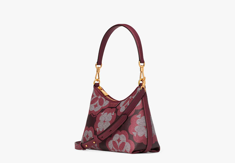 Spade Flower Monogram Reece Small Shoulder Bag, Garnet Rose Multi, Product