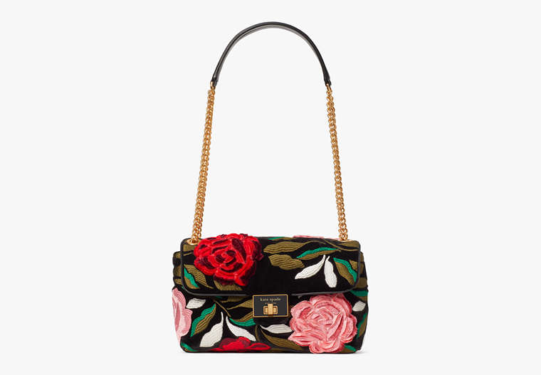 Evelyn Rose Garden Velvet Medium Convertible Shoulder Bag, Black Multi, Product