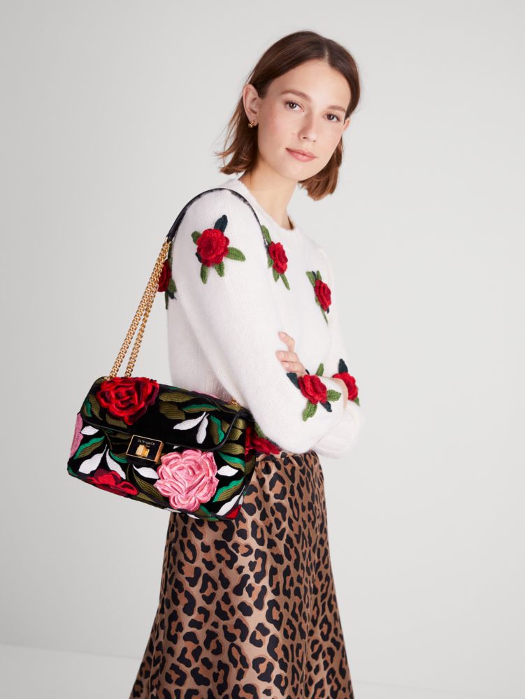 Evelyn Rose Garden Velvet Medium Convertible Shoulder Bag | Kate Spade New  York