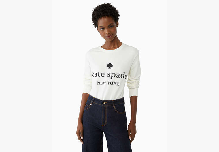Kate Spade,embroidered logo sweatshirt,cotton,60%,Cream image number 0