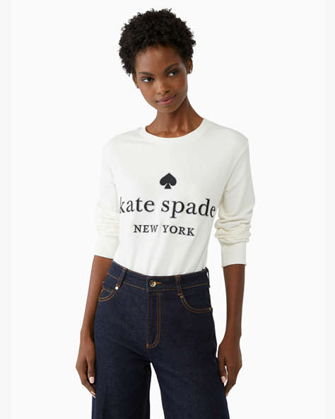 Kate Spade,embroidered logo sweatshirt,cotton,60%,Cream