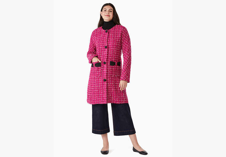 Kate Spade,festive tweed coat,Polyester,60%,Festive Pink image number 0