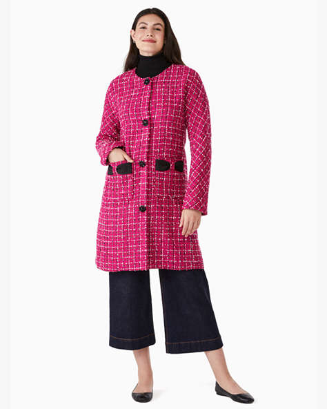 Kate Spade,festive tweed coat,Polyester,60%,Festive Pink