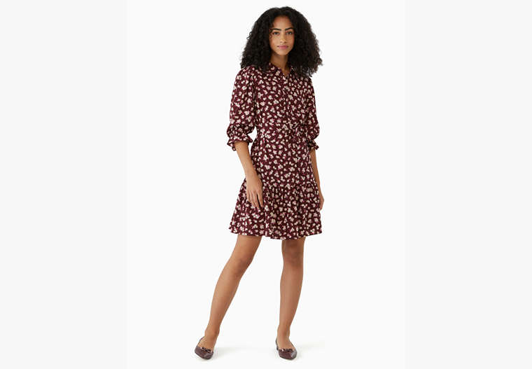 Kate Spade,frosted floral shirtdress,Polyester,60%,Deep Berry image number 0