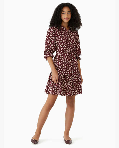 Frosted Floral Shirtdress, Deep Berry, ProductTile