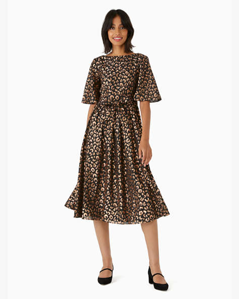 Kate Spade,graphic leopard midi dress,Polyester,60%,Black