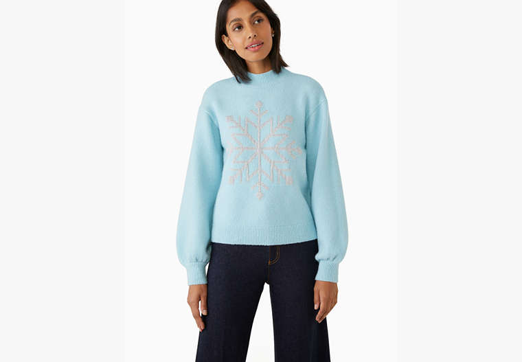 Kate Spade,snowflake sweater,wool,60%,Frosty Sky image number 0