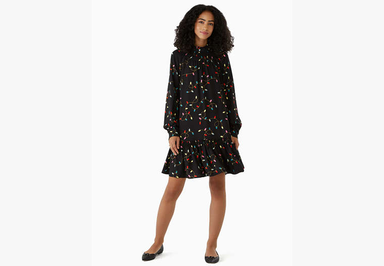 Kate Spade,string lights shift holiday dress,Polyester,60%,Black image number 0