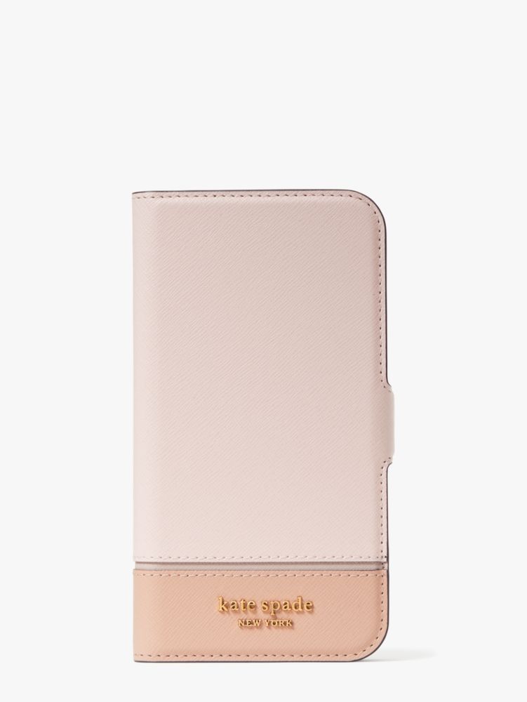 Kate Spade Morgan Colorblock iPhone 13 Pro Max Magnetic Wrap Folio Case, Pale Dogwood