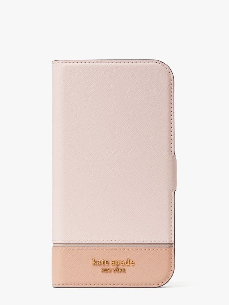 Kate Spade Morgan Colorblock iPhone 14 Pro Max Magnetic Wrap Folio Case, Cafe Mocha