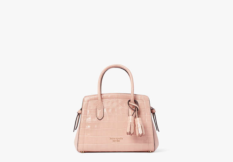 Knott Croc-embossed Leather & Suede Mini Satchel, French Rose, Product