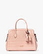Knott Croc-embossed Leather & Suede Medium Satchel, French Rose, Product