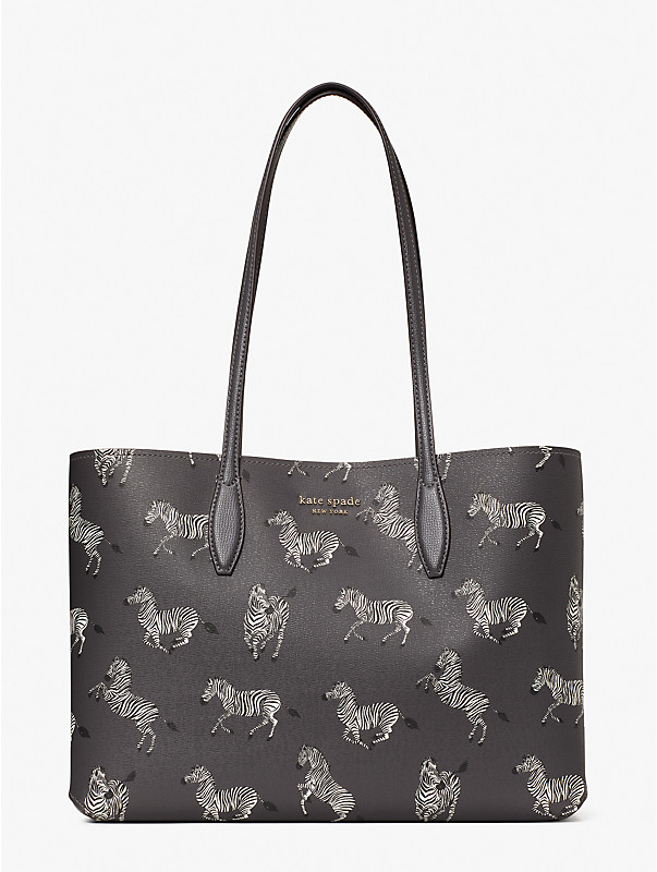 All Day Dancing Zebras Printed Large Tote, , rr_large