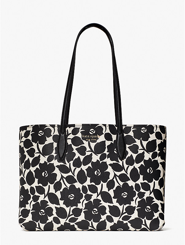all day rosy garden printed pvc large tote, , rr_large