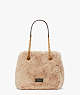 Cleo Faux Fur Small Chain Bucket Bag, Roasted Cashew, ProductTile