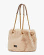 Cleo Faux Fur Small Chain Bucket Bag, Roasted Cashew, Product