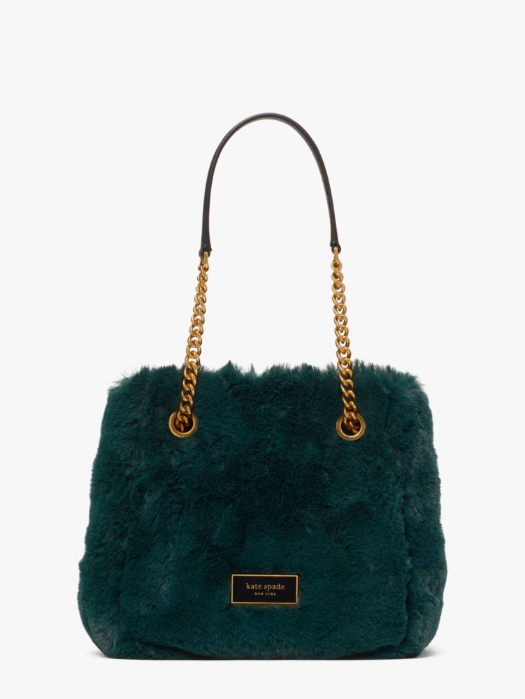 kate spade new york cleo small faux-fur chain bucket bag