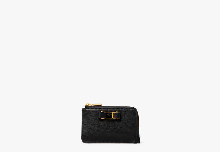 Morgan Bow Embellished Zip Cardholder, Black, Product